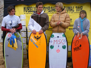 podium coupe de france de bodyboard : Salaun, Brehier, Couderc, Faisseau