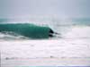 Laurent sur un beach break du Nord Finistère. mars 2004